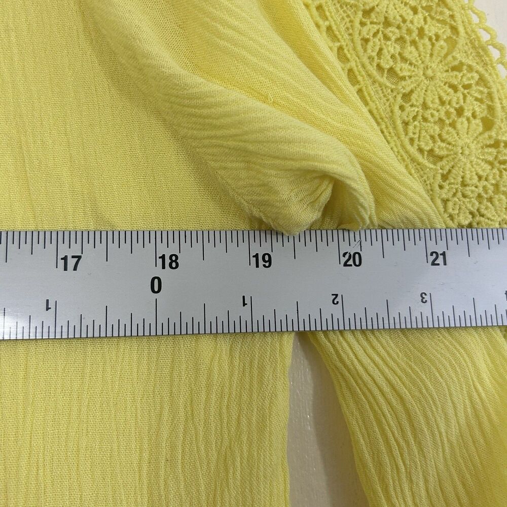 White Mark Dress Size M Yellow Boho Mini Dress Size Medium Bohemian Bell Slevees - Picture 12 of 13